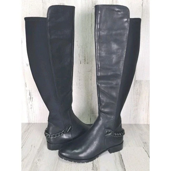Karl Lagerfeld Paris Shay Over-The-Knee Boots Womens Black Size 7M Dark Romantic - Picture 14 of 16